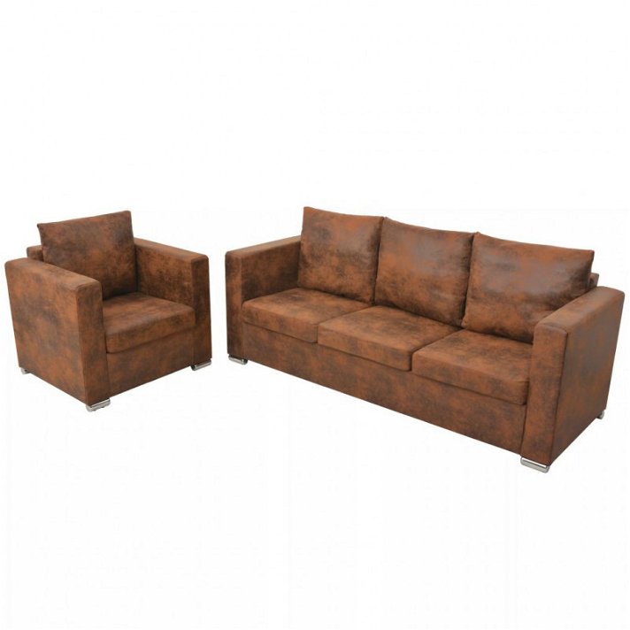 Conjunto de 2 peças de sofá de couro falso VidaXl