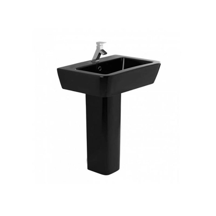Lavabo con pedestal de 65 cm hecho en vitreous china con un acabado en color negro Advance Unisan