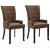 Pack de sillas con reposabrazos de madera de roble y tapizado capitoné en color marrón Vida XL