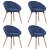 Set di sedie da pranzo 63x76 cm in legno e tessuto con finitura blu Vida XL