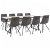Conjunto de 1 mesa de MDF y 8 sillas con cuero sintético color marrón oscuro Vida XL