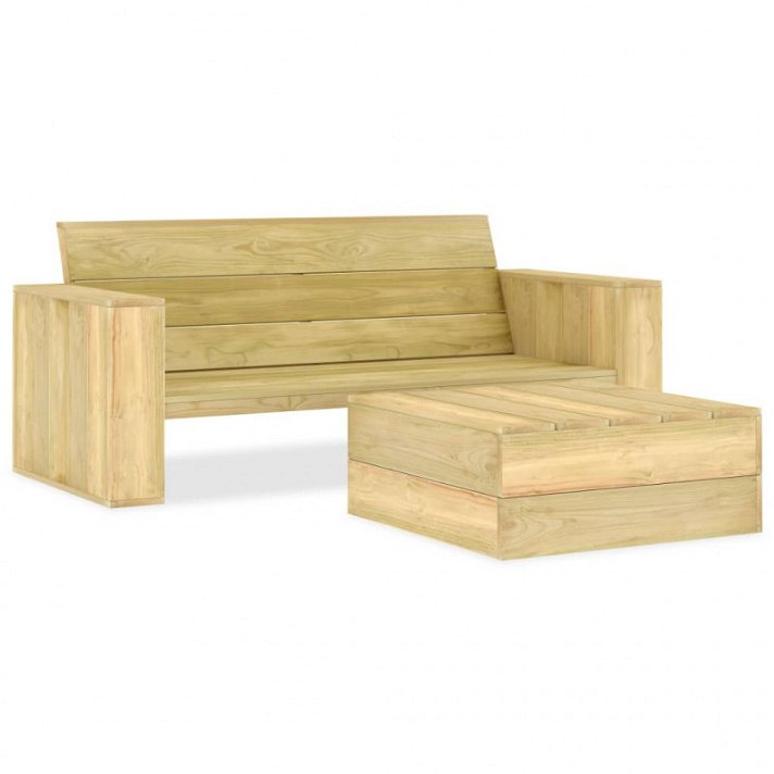 Set di mobili da giardino con tavolo e panca in legno di pino impregnato 2 posti Vida XL