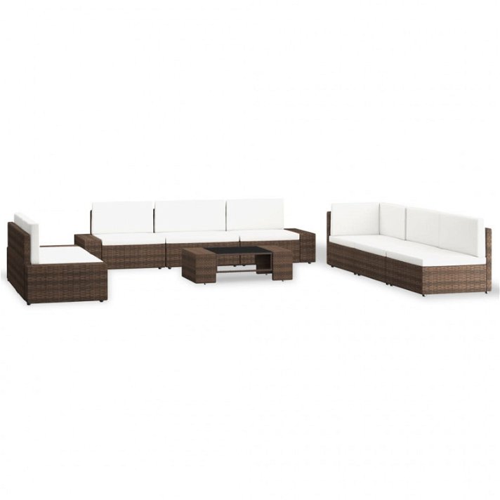 Set di mobili per giardino in acciaio e rattan sintetico con finitura di colore marrone e bianco Vida XL