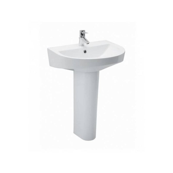 Lavabo con pedestal de 60 cm hecho en porcelana con acabado de color blanco URBY Unisan