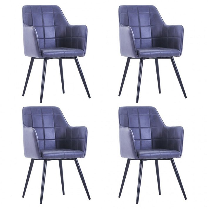 Ensemble de chaises en simili-cuir gris avec accoudoirs 4 pièces Vida XL