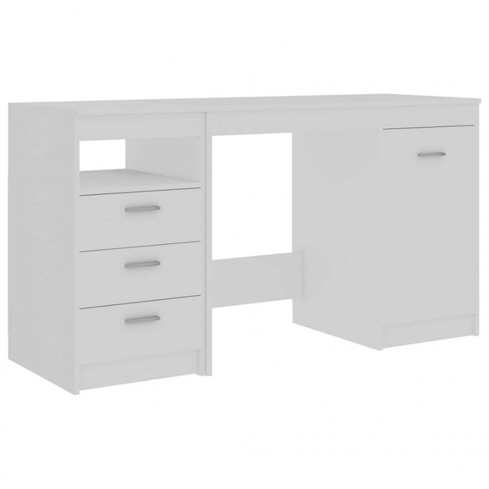 Conjunto de escritorio y armario color blanco fabricado en madera aglomerada Vida XL