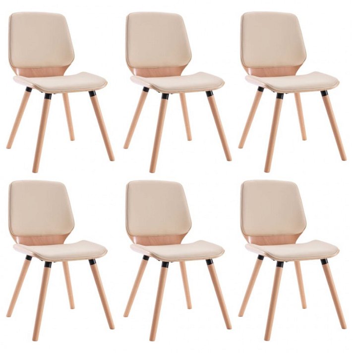 Conjunto de sillas de madera y metal cromado crema y marrón claro de 6 unidades Vida XL