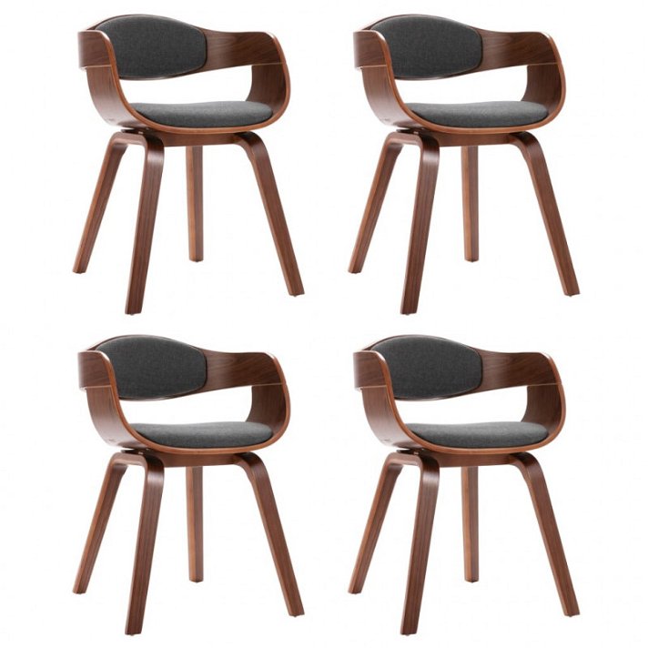 Cadeiras de madeira curvada e apoio para braços cor cinzenta 4 unidades Vida XL