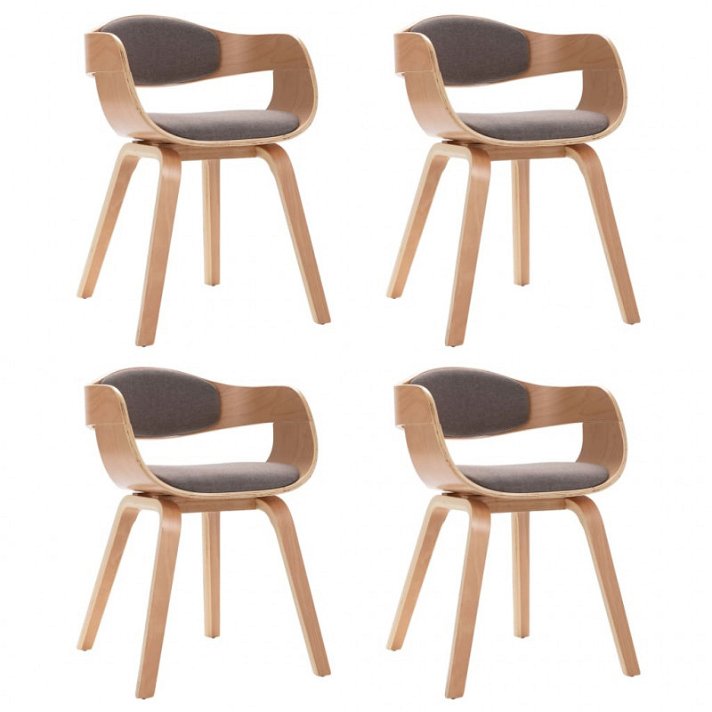 Cadeiras de madeira curvada e apoio para braços cinzento taupe 4 unidades Vida XL