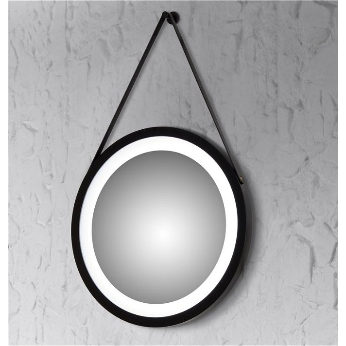 Espejo redondo de 60 cm de diámetro con luz opcional marco acabado negro Orchid BathDecor