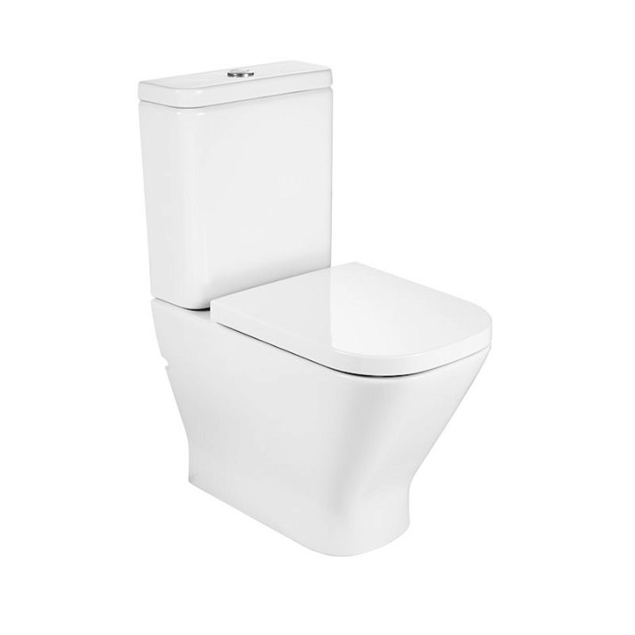 Kompakt-WC mit 36,5 cm gefertigt aus Porzellan in Weiß Rimless The Gap Square von ROCA