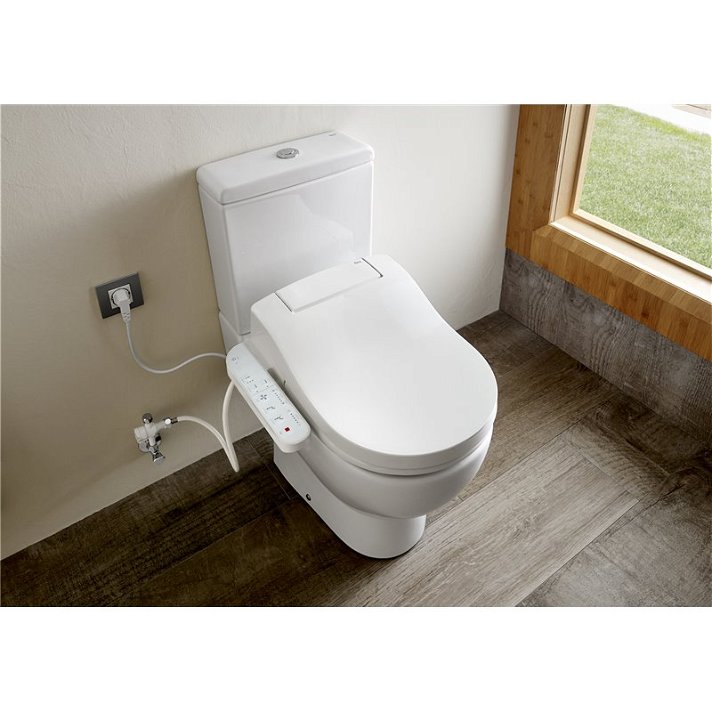 WC complet mobilité réduite de 38,5 cm en porcelaine blanche Meridian Multiclean Roca