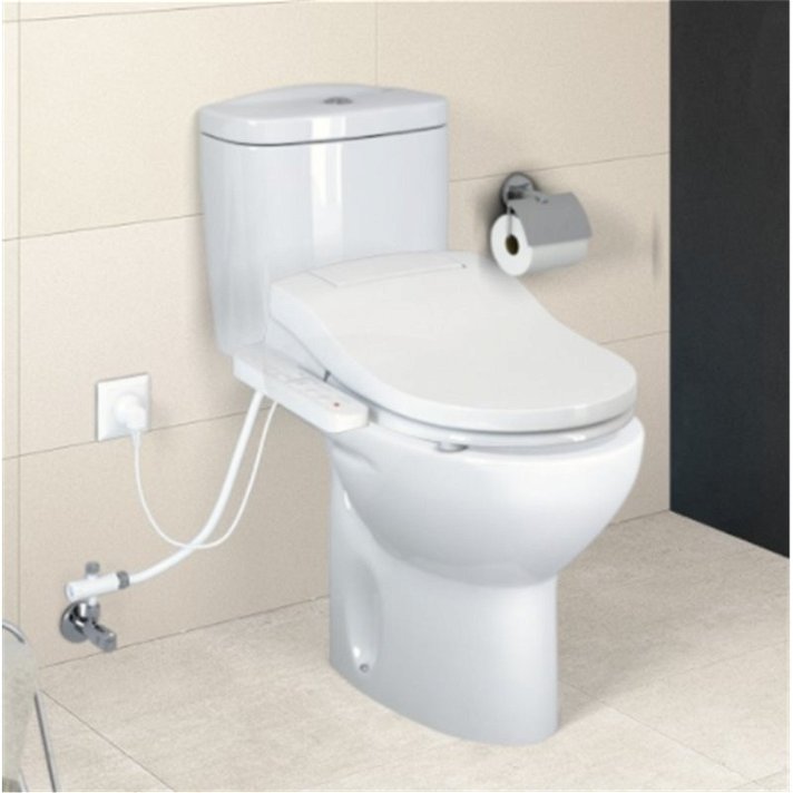 WC-Komplett-Set mit horizontalem Abgang 37 cm aus Porzellan in Weiß Multiclean Victoria von ROCA