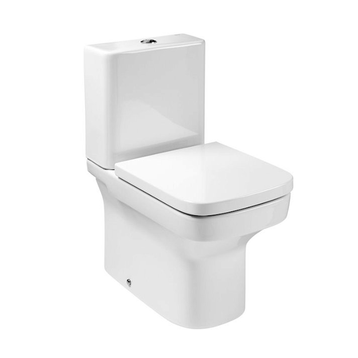 WC avec réservoir compact de 36,5 cm en porcelaine blanche Rimless Dama Roca