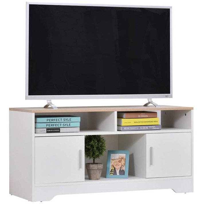 Mueble de televisón con 3 estantes y 2 armarios blanco Homcom