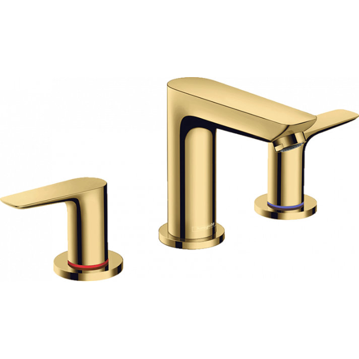 Grifo de lavabo 3 agujeros Talis oro pulido con desagüe automático Hansgrohe