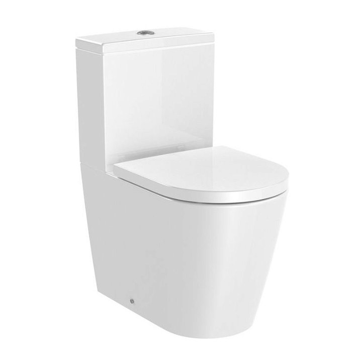 Kompakt-WC gefertigt aus Porzellan in Weiß Rimless Inspira Round von Roca