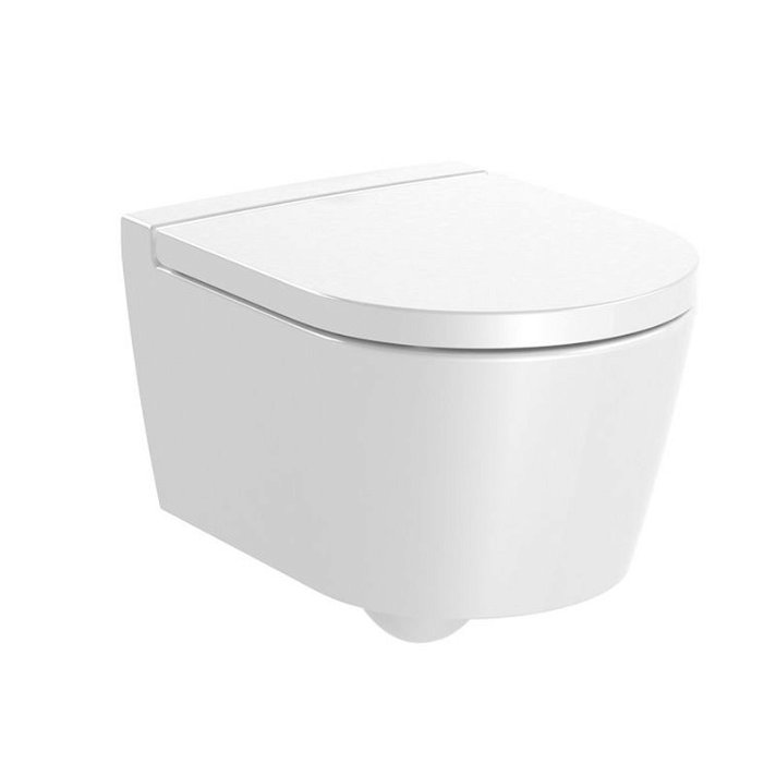 WC compact fabriqué en porcelaine de couleur blanche Rimless Inspira Round Roca