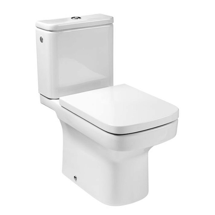 Roca Dama white porcelain close-coupled toilet with vertical outlet 36.5cm