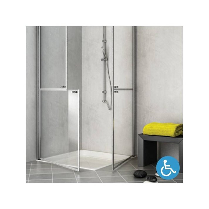 Porte de douche fabriquée en verre trempé et en aluminium de couleur chromée NEW WCCARE Unisan