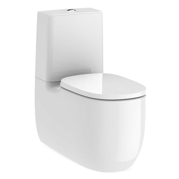 WC complet avec technologie Rimless de 70,5 cm en porcelaine de couleur blanche Beyond Roca