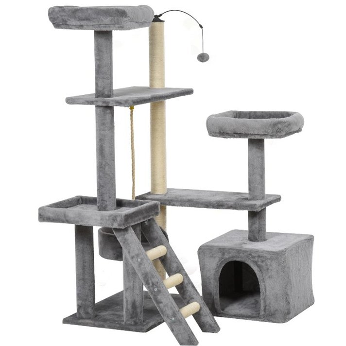 Arranhador múltiplo com plataformas para gatos cinzento Pawhut