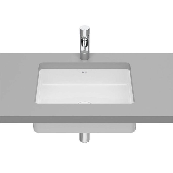 Vasque à encastrer sous plan fabriquée en fineceramic de couleur blanche Inspira Roca