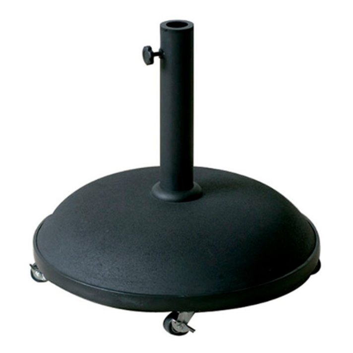 Support de parasol circulaire de 50 cm en ciment et acier avec finition de couleur noire Siro 35 Garbar