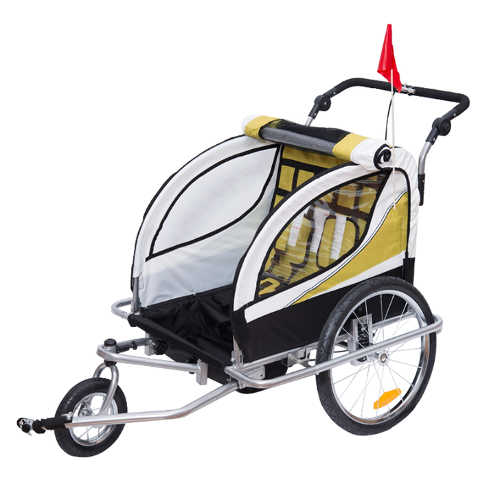 Remolque para niños de bicicleta de 2 plazas amarillo Homcom