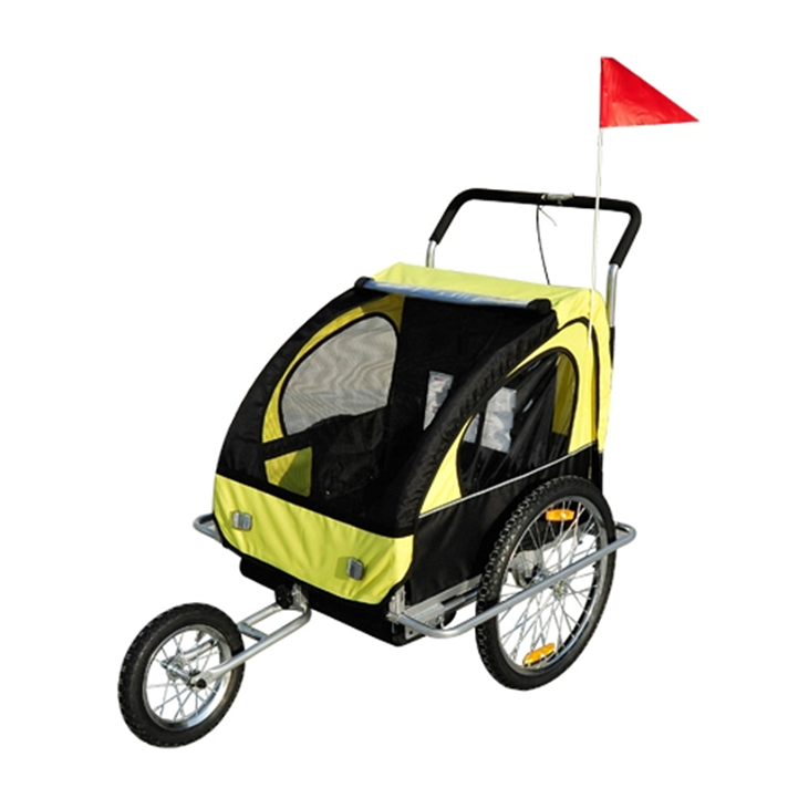 Remolque para bicicleta para niños de 2 plazas multiuso color amarillo y negro Homcom