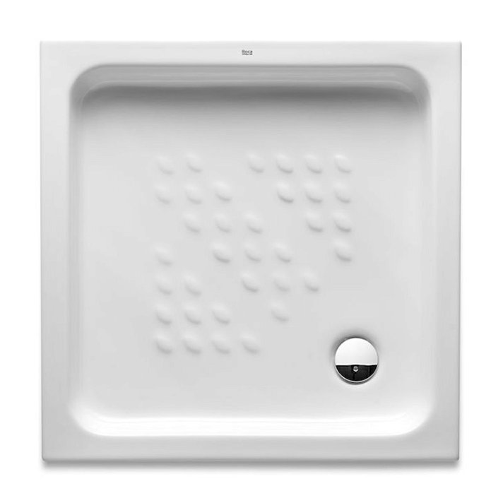 Shower tray with a squared shape made of porcelain with a white finish Italy Roca