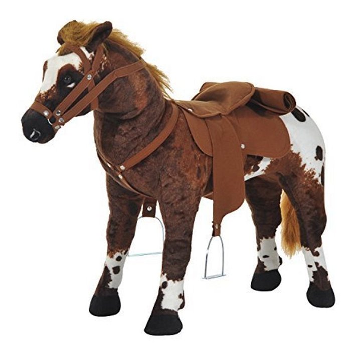 Cavalo de brinquedo para crianças elaborado com pelo suave e som de 28x60 cm Homcom