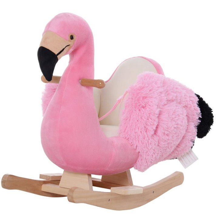 Baloiço de brincar com forma de flamingo com cinto de segurança e encosto alto para bebés Homcom