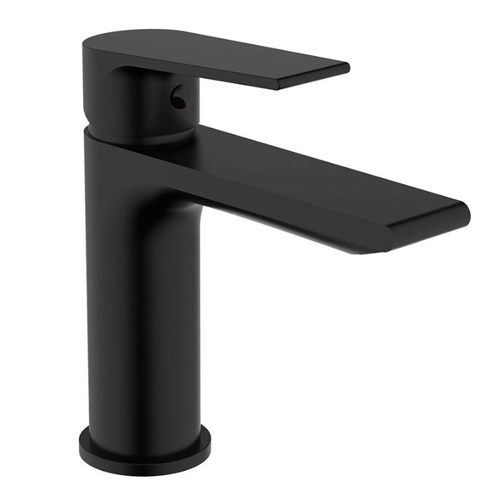 Grifo vertical para lavabo con un diseño moderno de acabado negro mate Agora Xtreme Clever