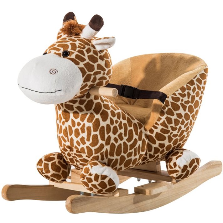 Baloiço de brincar com forma de girafa para bebés com canções infantis e pelo suave Homcom