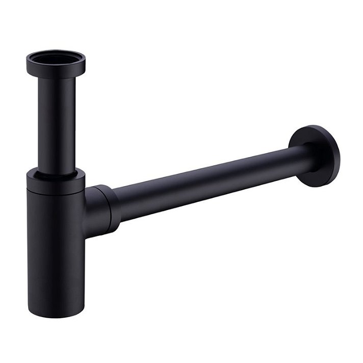 Sifón moderno de 32 mm para lavabo fabricado en latón de acabado negro Elegance Clever