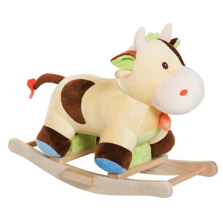 Baloiço de brincar para crianças de 3 com forma de vaca com pelo suave de 34x46 cm Homcom