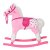 Cavalo baloiço para crianças com som e movimento de pelo suave cor de rosa Homcom