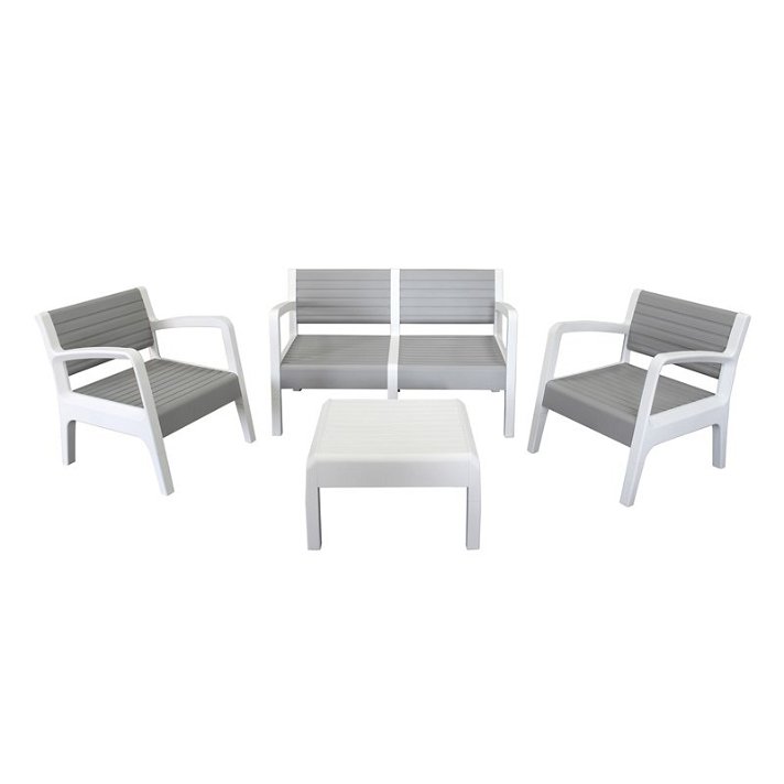Conjunto de sillones y mesa gris piedra Miami Shaf