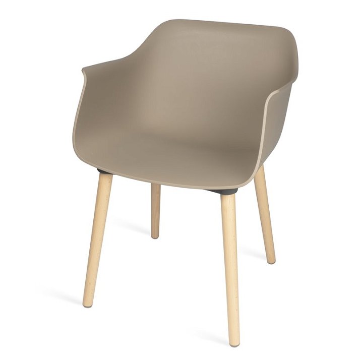 Lot de 2 chaises pour intérieurs fabriquées avec des pieds en bois et polypropylène de couleur sable Shape Resol