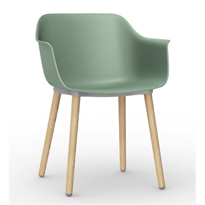 Lot de 2 chaises pour intérieurs fabriquées avec des pieds en bois et polypropylène de couleur gris verdâtre Shape Resol