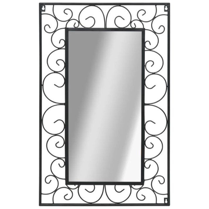 Espejo de pared con marco labrado 50x80 cm negro VidaXL
