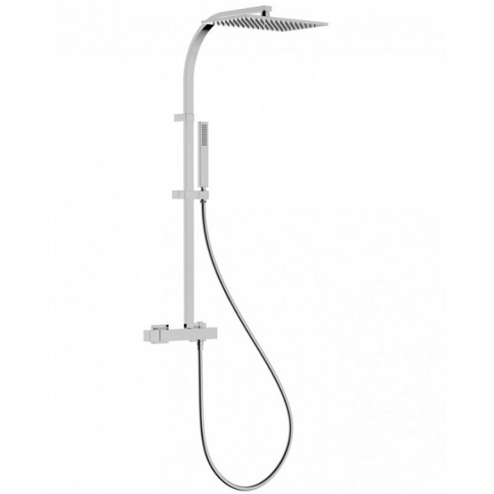 Colonna doccia con rubinetto monocomando soffione fisso e doccino fabbricato in ottone cromato Slim Exclusive TRES