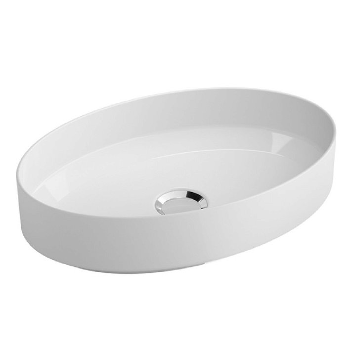 Lavabo de baño sobre encimera ovalado de porcelana en color blanco 50cm Slim Gala