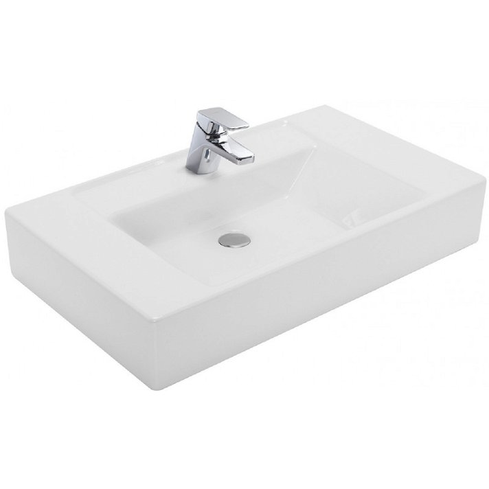 Lavabo encastrado para baño de 80 cm de porcelana con un acabado en color blanco brillante Casual Gala