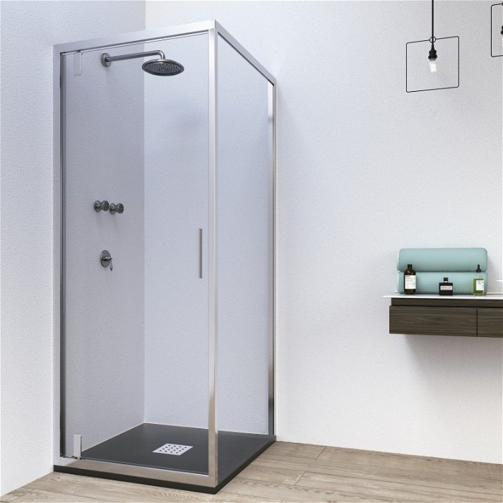 Box doccia angolare da 2 ante con vetro temperato di sicurezza di 6 mm Mocoa Doccia