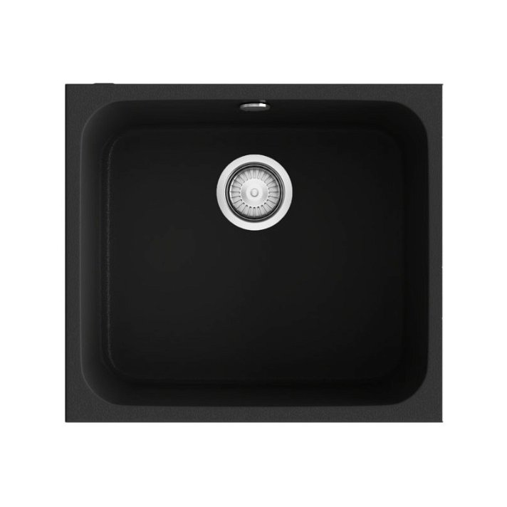 Küchenspüle mit einem Becken in glänzendem Schwarz 54 cm Gandia von Poalgi