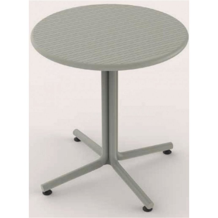 Tavolo rotondo con protezione UV realizzato in polipropilene colore grigioverde Bini Resol