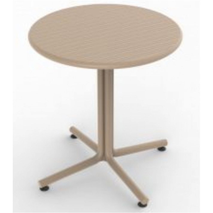 Tavolo rotondo con protezione UV realizzato in polipropilene colore sabbia Bini Resol