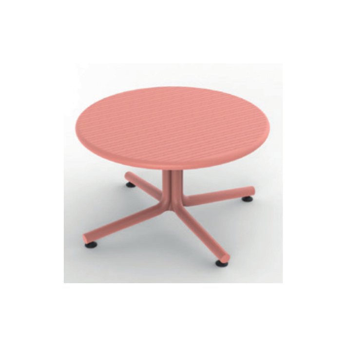 Tavolo rotondo basso con gamba centrale fabbricato con polipropilene colore terracotta Bini Resol